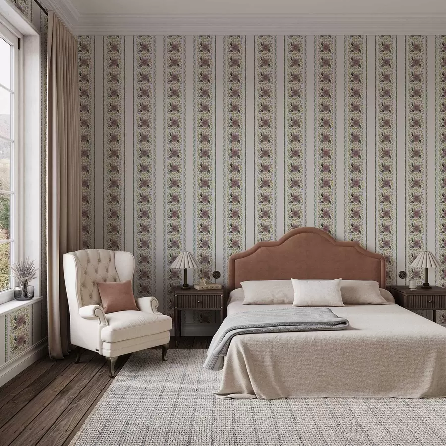 fototapeter Lodrette blomsterstriber i lilla-blå nuancer a00809