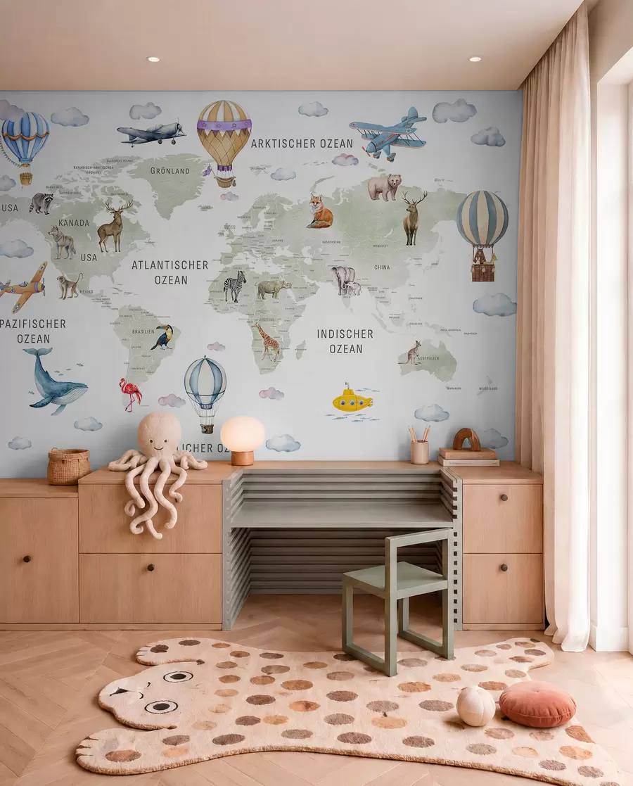 Murale Atlas vert en allemand c00001de