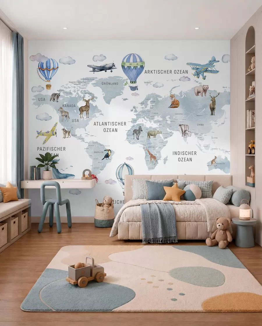 Murale Atlas bleu en allemand c00001dev1