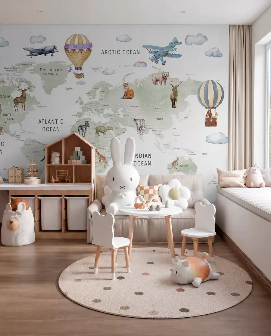Murale Atlas vert en anglais c00001en