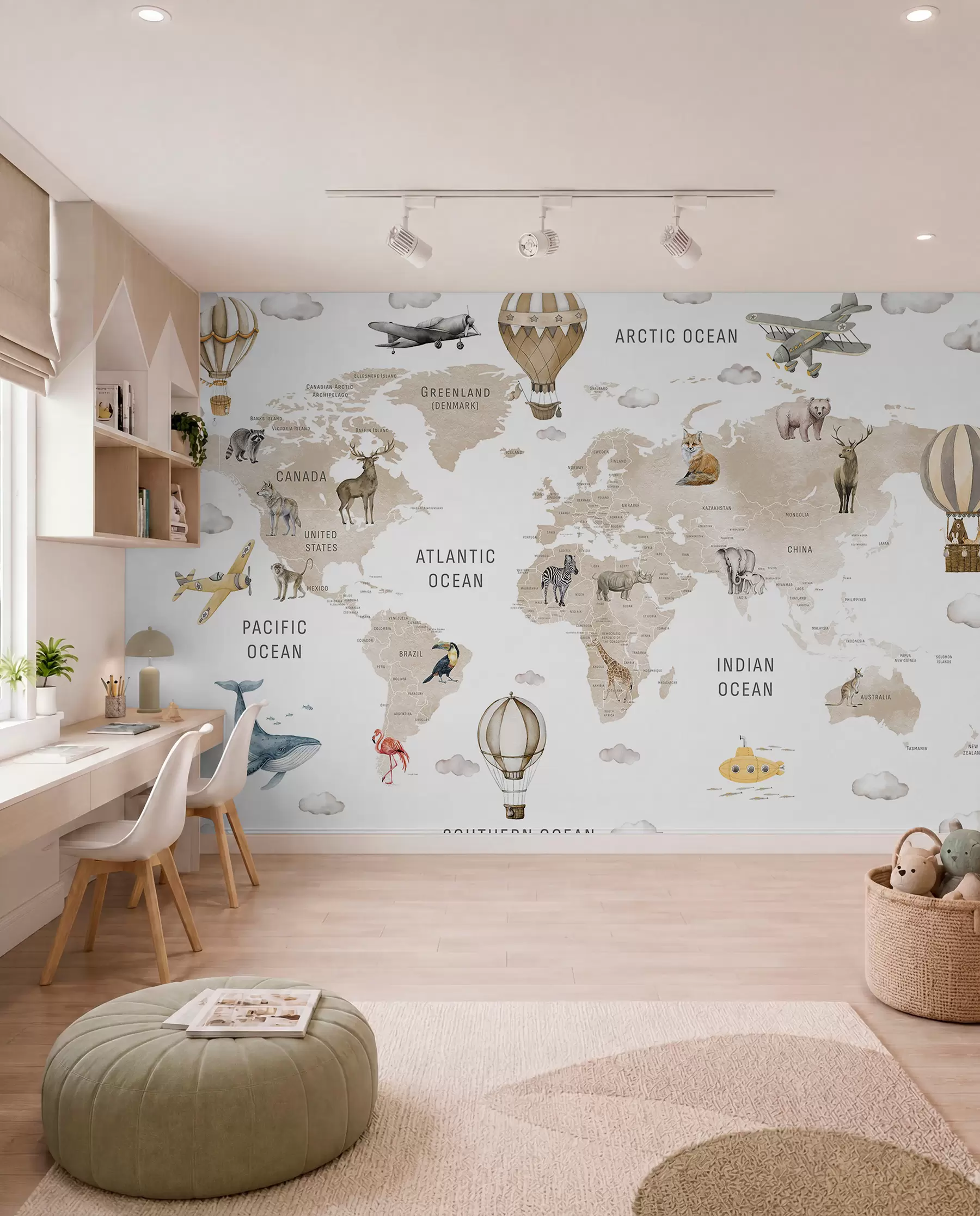 Murale Atlas animalier beige c00001env2