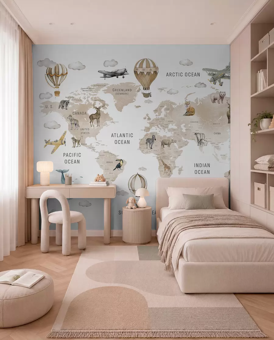 Murale Atlas animalier beige c00001env2