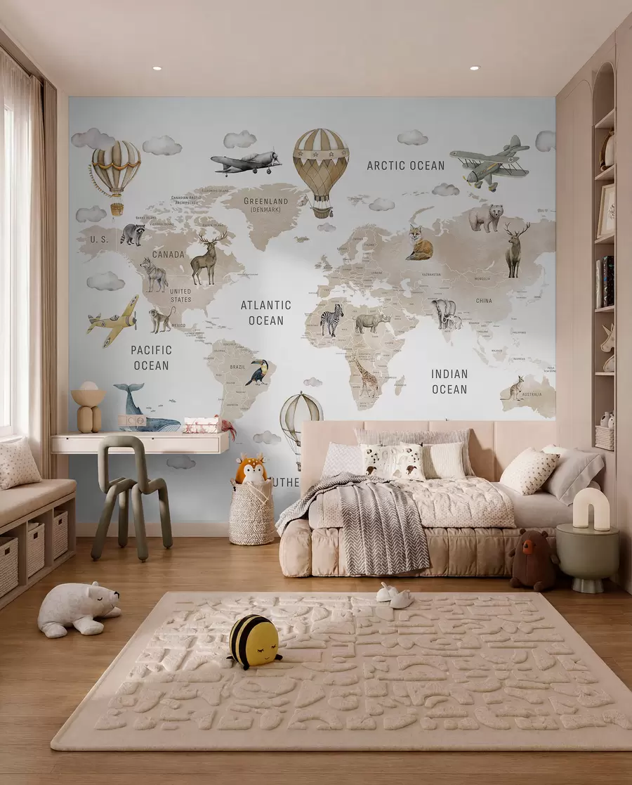 Murale Atlas animalier beige c00001env2