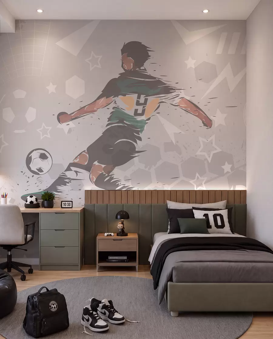 Murale Football à l’encre verte w04763