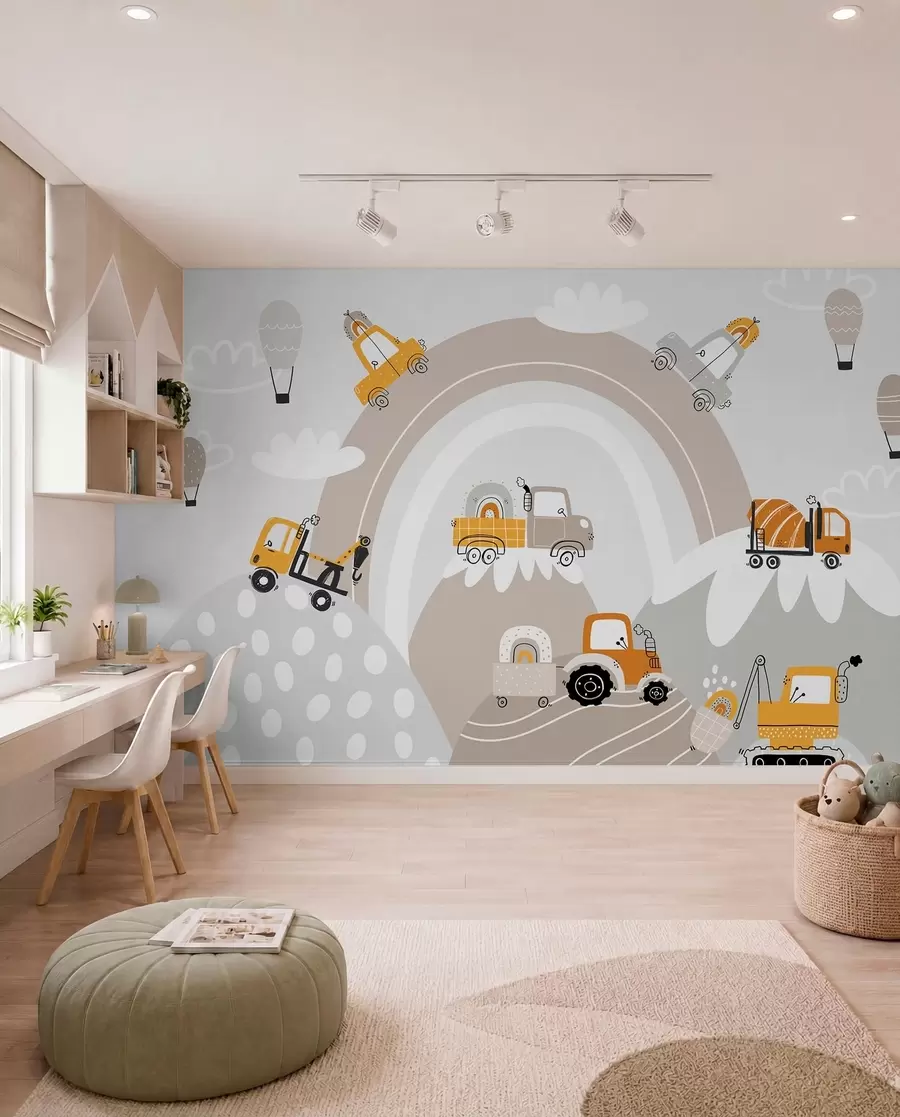 Murale Voitures pour enfants, tracteurs w04765