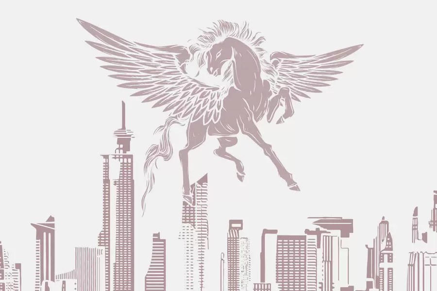 fototapeter Pegasus over byen w04777