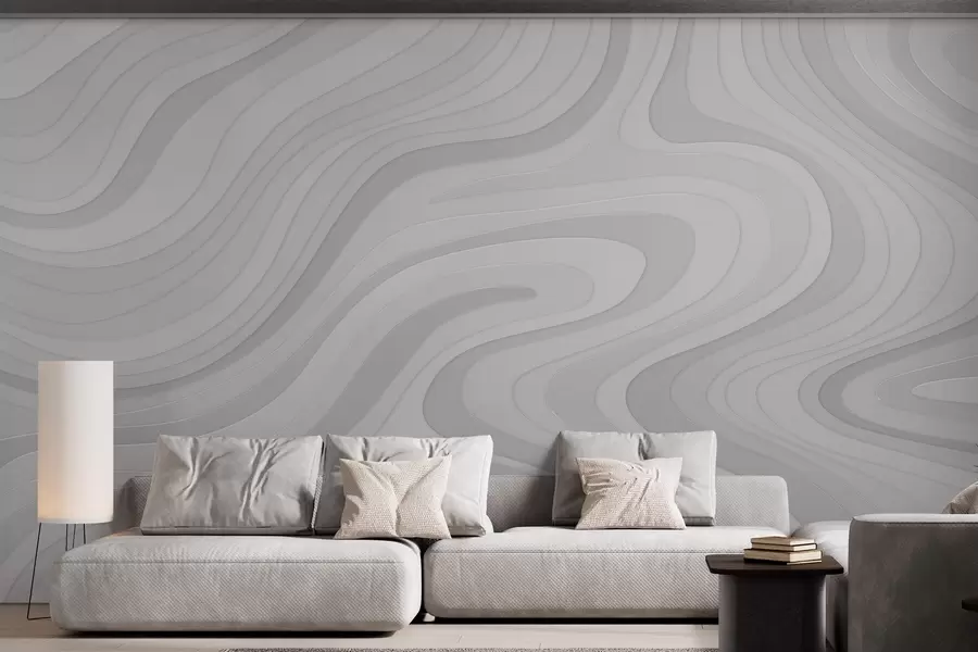 Fototapete abstrakte Wellen in Grautönen w04813v1