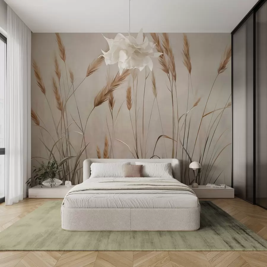 Fototapeter Hvedemark med gule kornaks, beige baggrund, naturligt lys, varme toner, detaljerede penselstrøg w09493 køb DK - Uwalls.dk fototapeter Hvedemark med gule kornaks, beige baggrund, naturligt lys, varme toner, detaljerede penselstrøg w09493