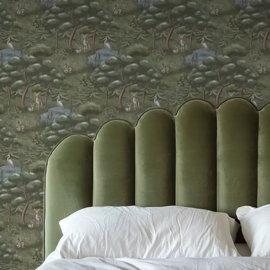 Fototapeter Skovlysning med rådyr, kaniner og hejrer a00680 køb DK - Uwalls.dk fototapeter Skovlysning med rådyr, kaniner og hejrer a00680