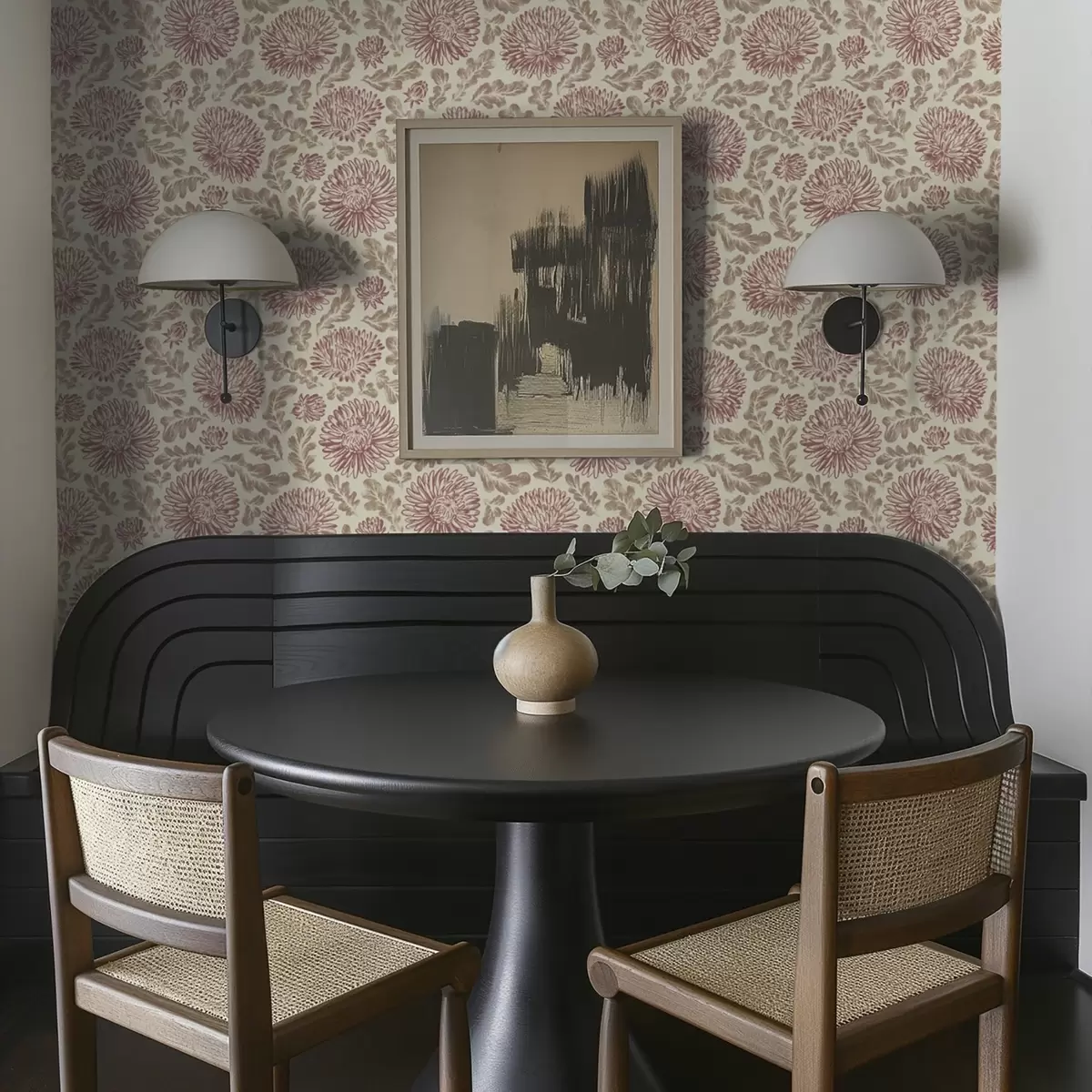 Baggrund Krysantemum med vinrøde accenter på cremefarvet baggrund a00840v1