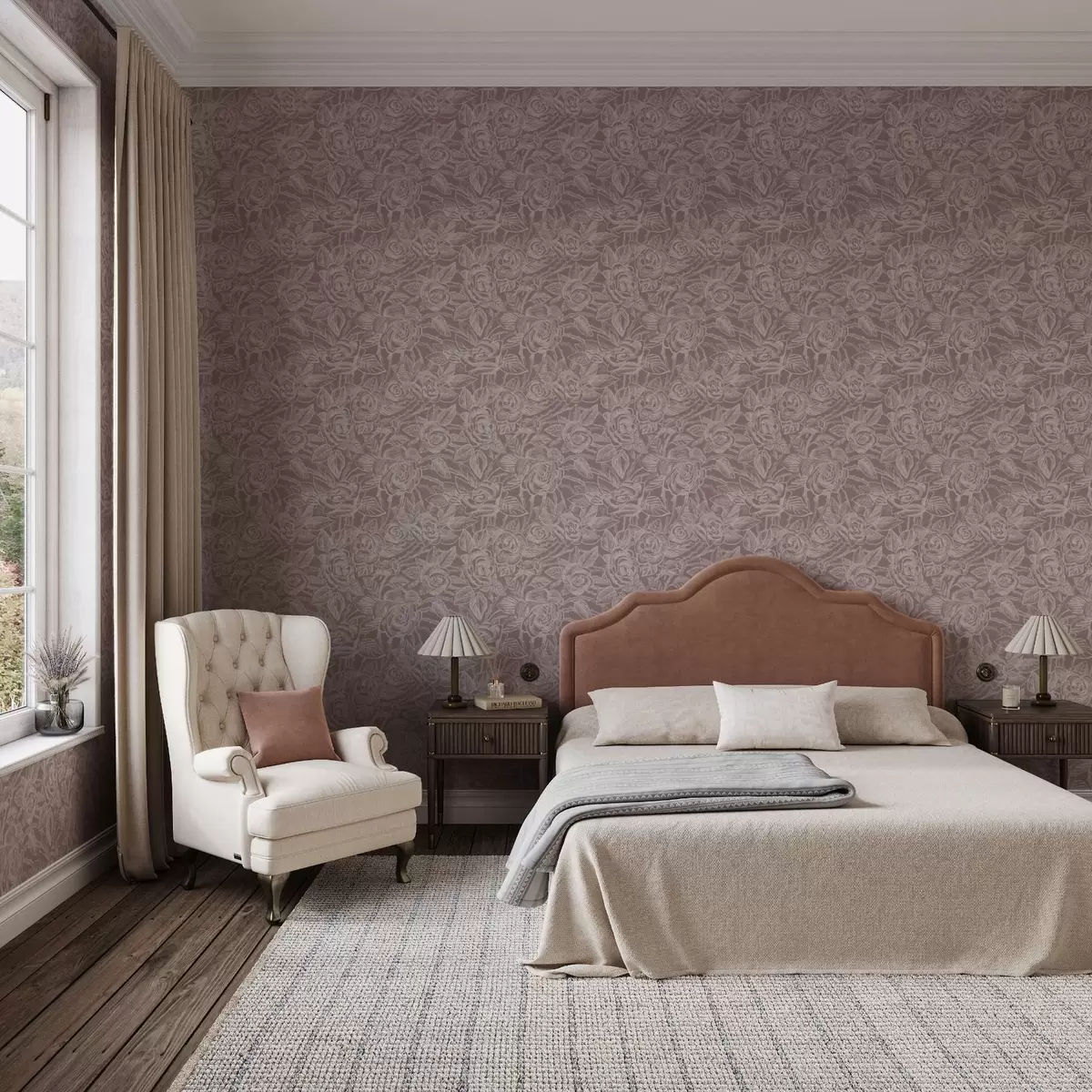 Baggrund Graverede roser på dyb gråbrun a00841