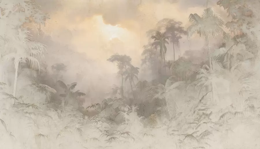 Murale Jungle stylisée sur le mur w04839