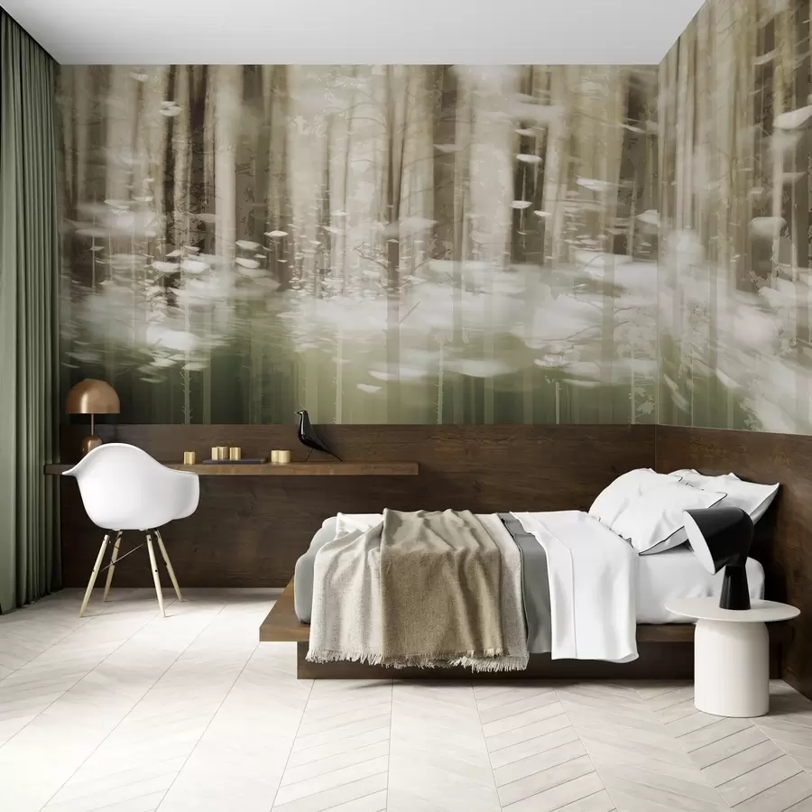 fototapeter Stiliserede træstammer i pastelfarver w04844