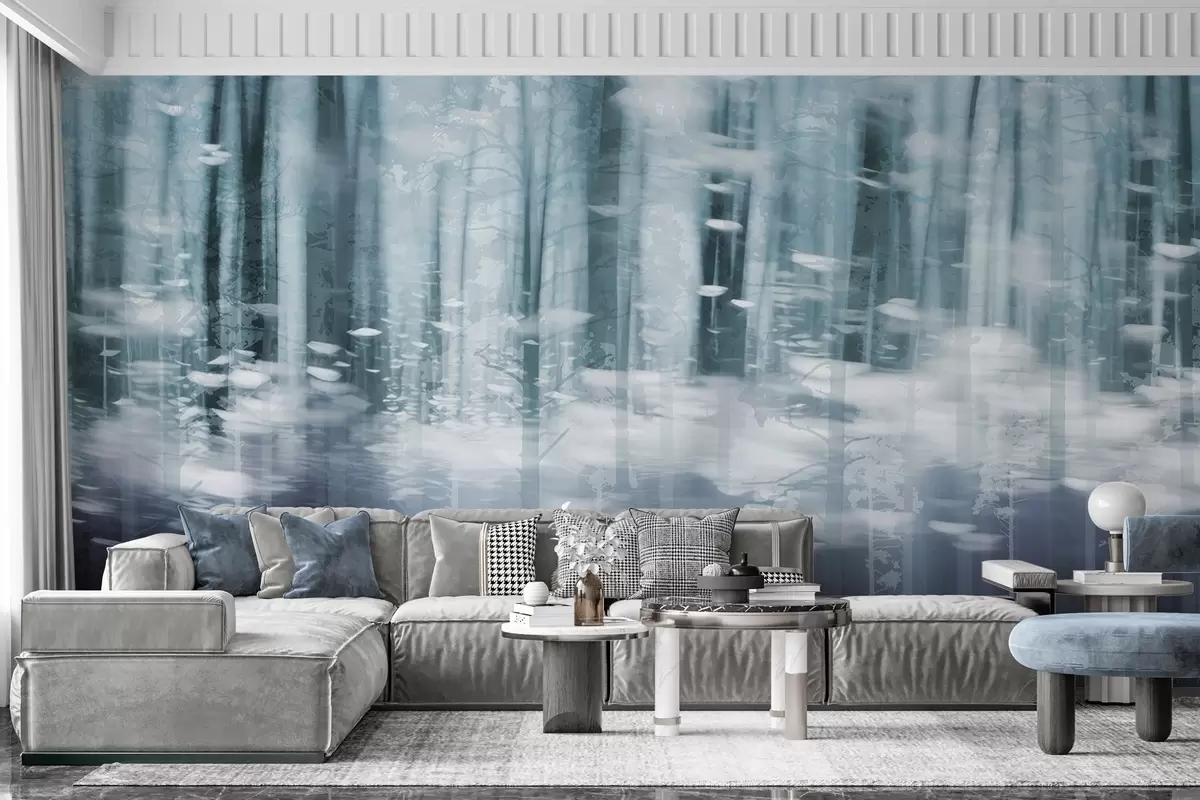 fototapeter Stiliserede træstammer i pastelfarver w04844v1