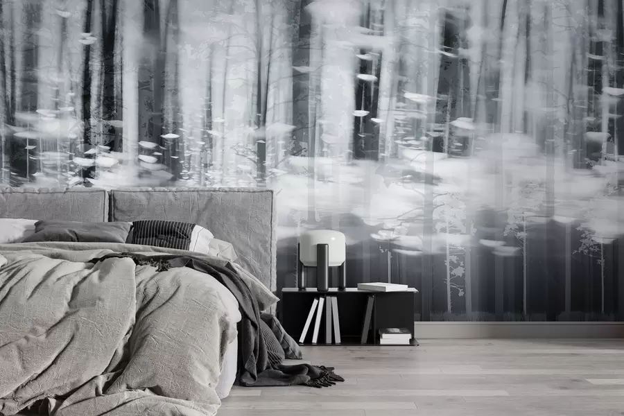 Murale Troncs d'arbres stylisés aux couleurs pastel w04844v2