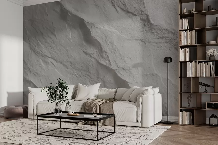 Fototapete Imitation von weißem Fels in der Innenarchitektur w04818