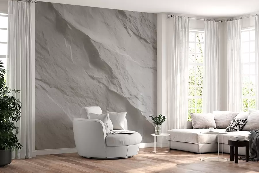 Murale imitation de roche blanche dans la décoration intérieure w04818