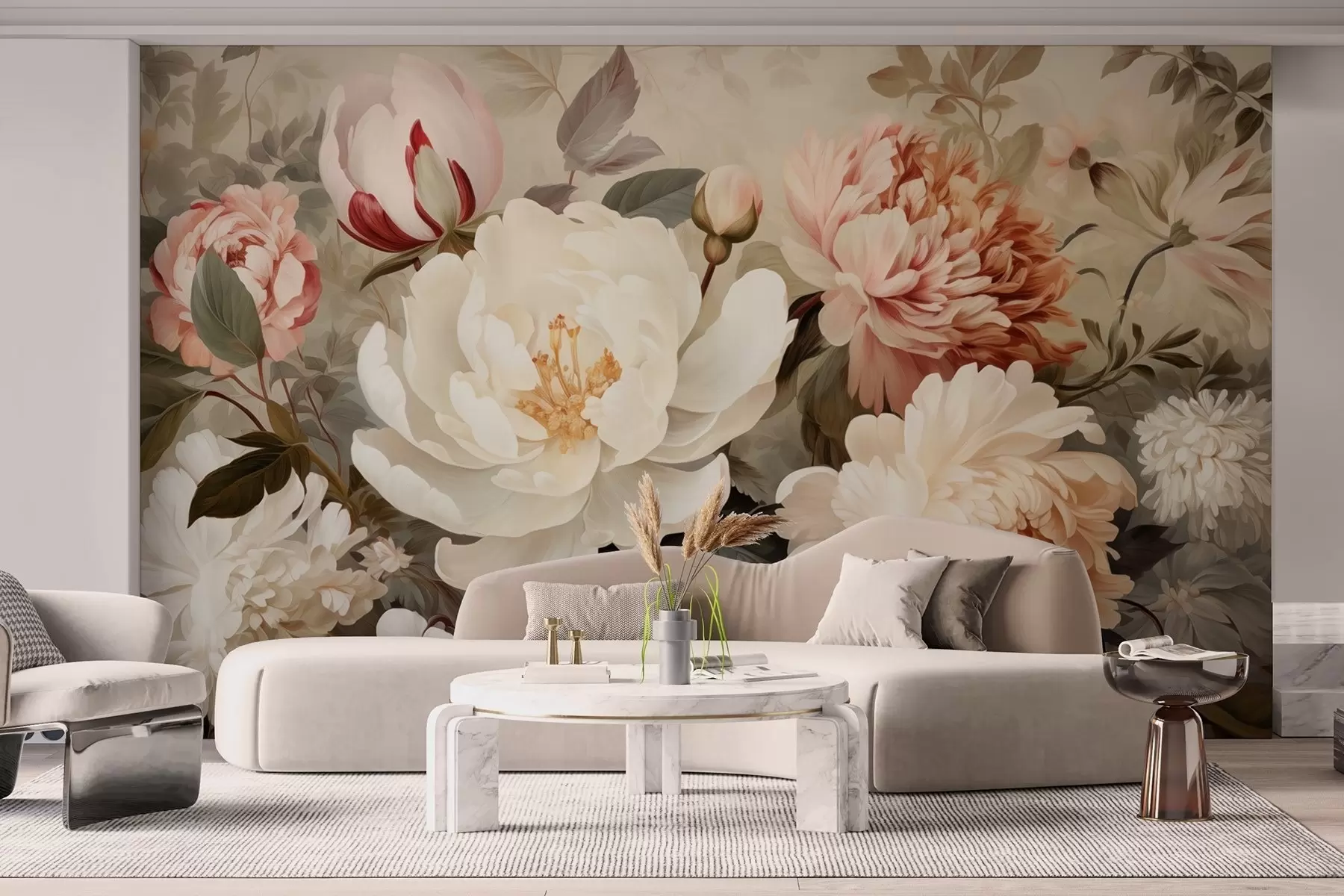 Murale Bouquet rose w09350