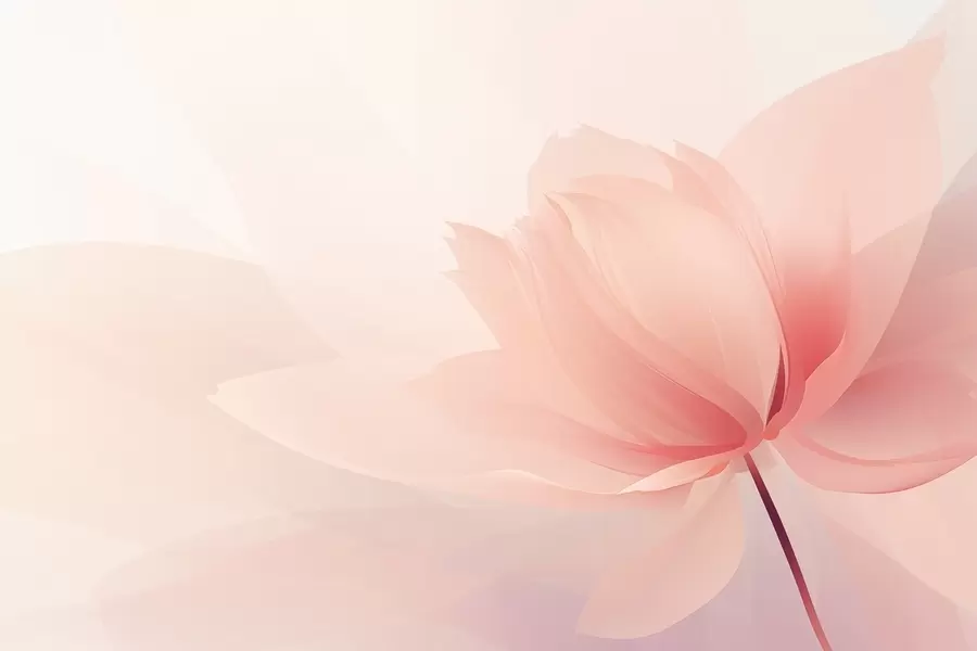 Murale Grande fleur aux tons doux de rose pêche w09356