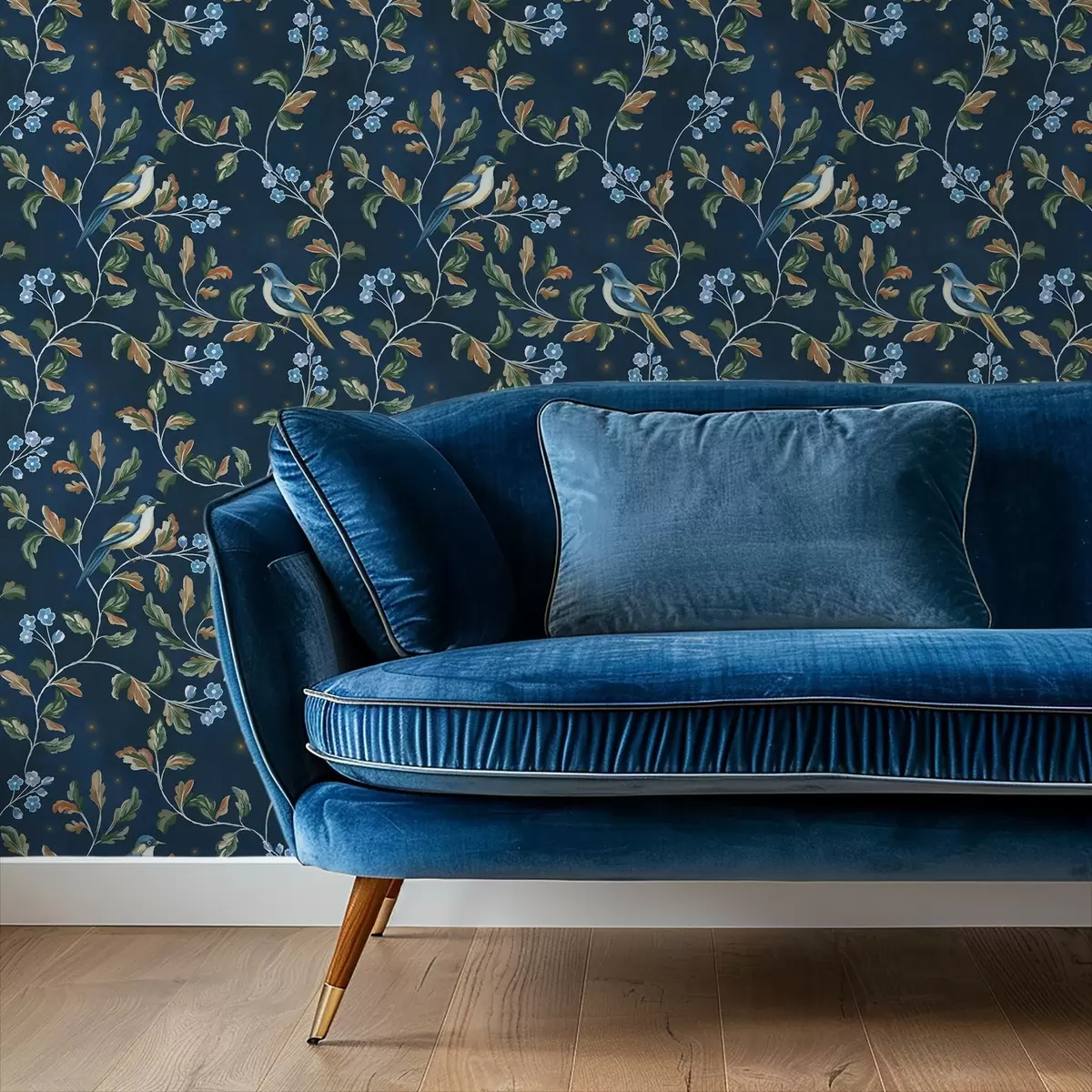 Baggrund Bryster på grene, natblå baggrund med gnister a00858