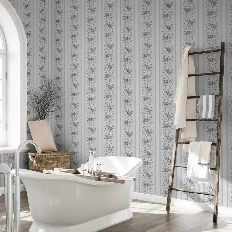 fototapeter Blå roser i lodrette bånd på en lys baggrund a00860