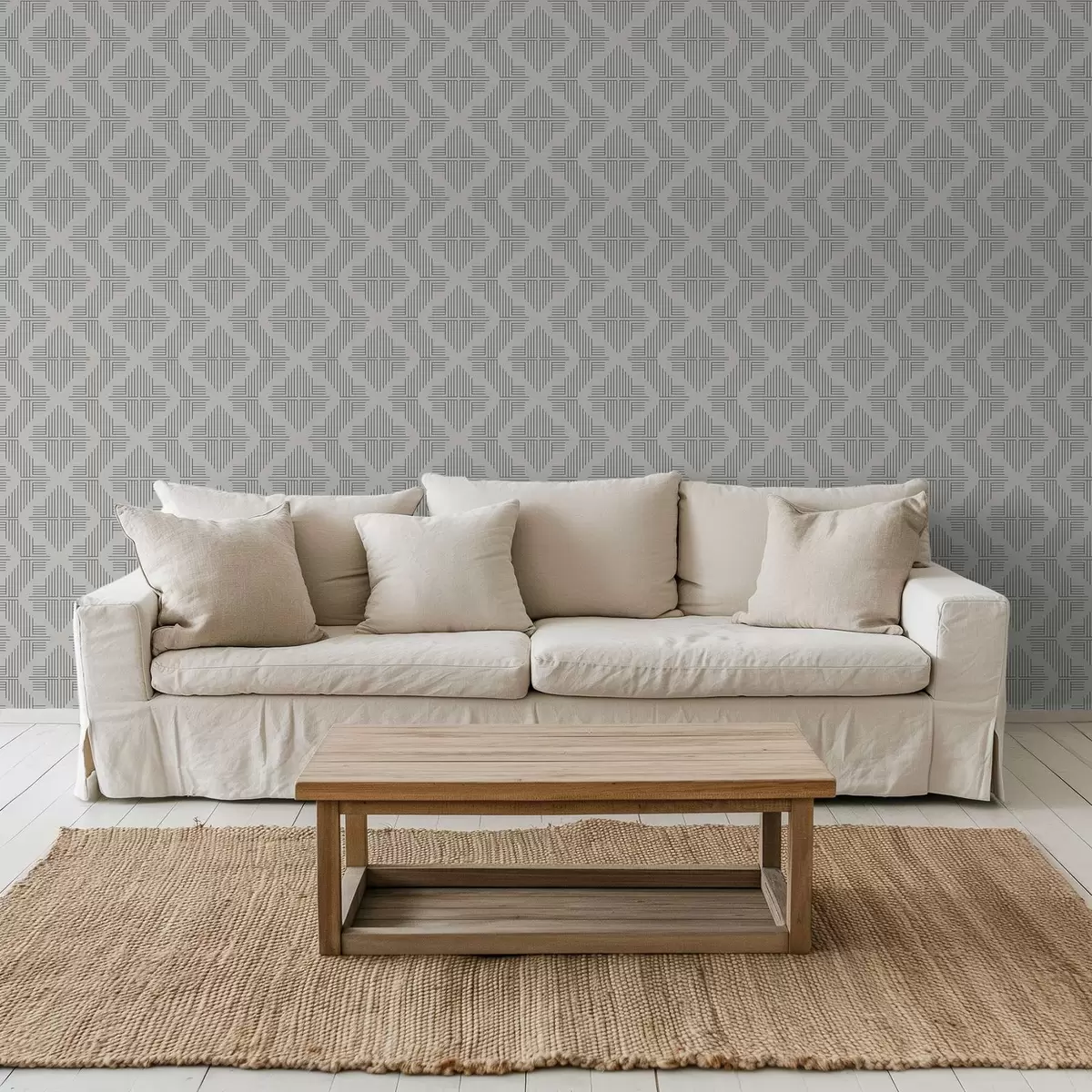 Papier peint Lignes d'ardoise formant des carrés en escalier sur fond gris pâle a00909