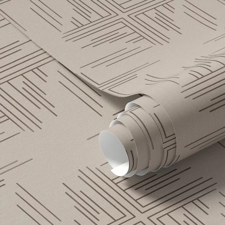 Murale Grilles de lignes en cacao avec petites croix centrales, beige a00911