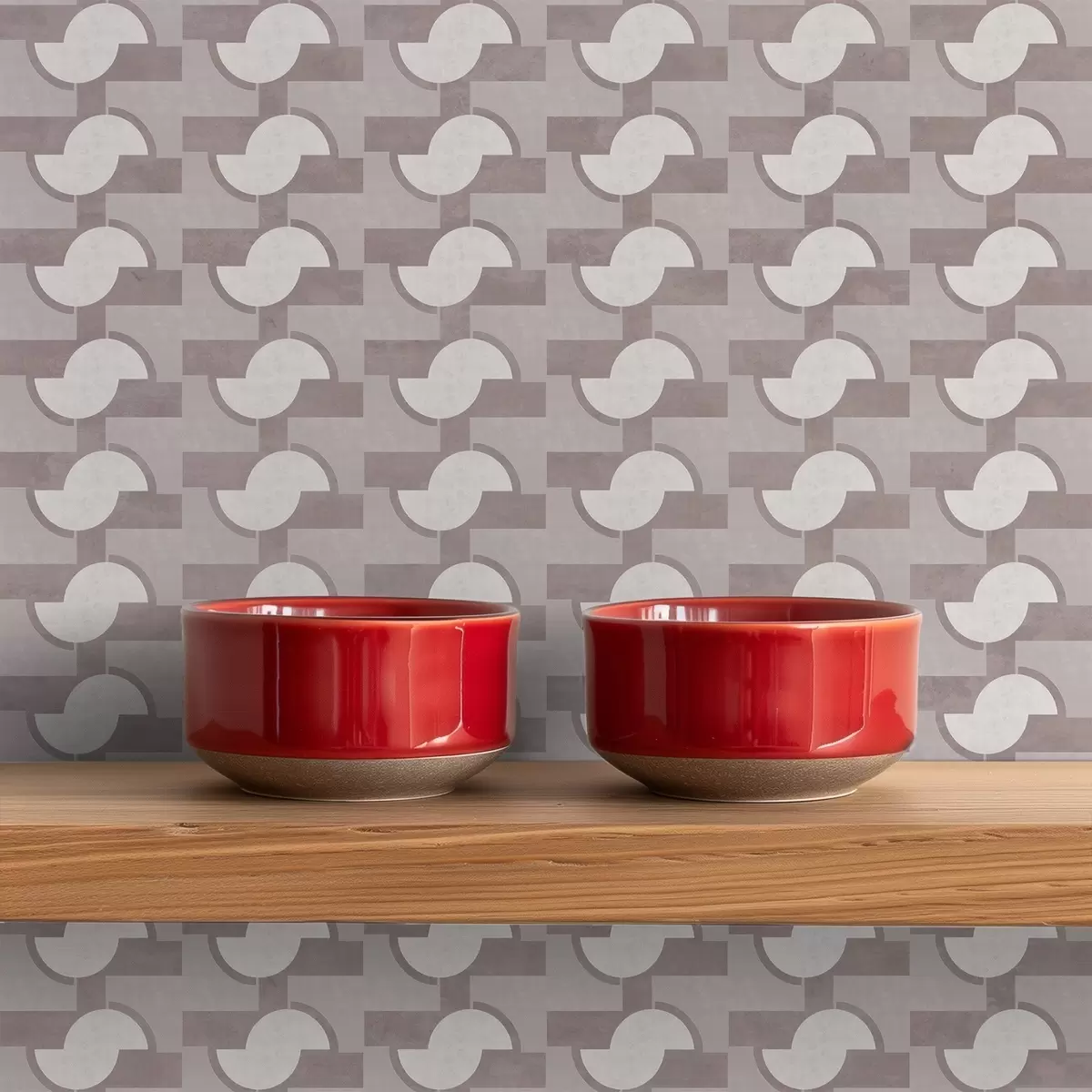 Baggrund Lilla modulære fliser med sammenkoblede halvcirkler a00915