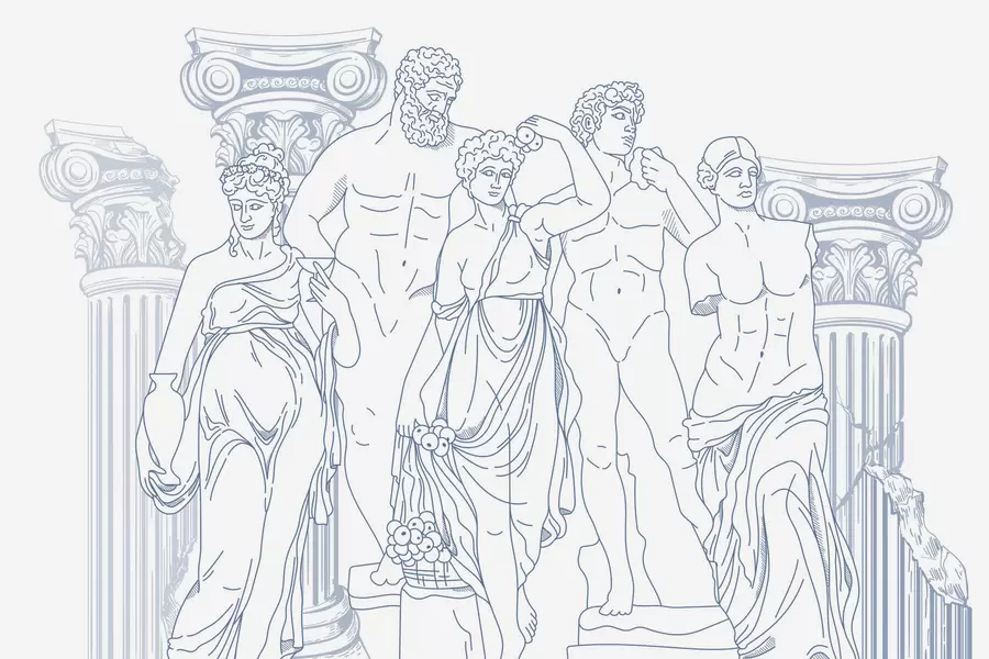 fototapeter Oldtidens mennesker og søjler w04865