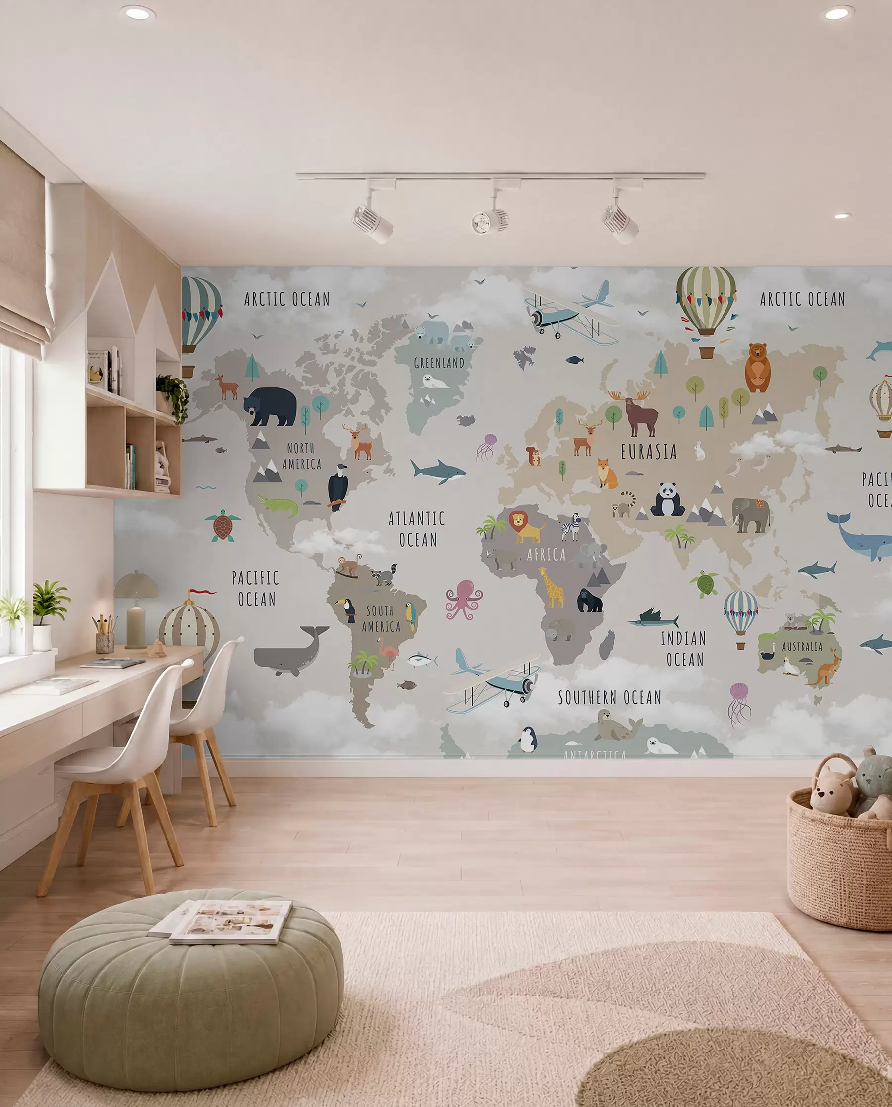 Murale Atlas animalier en anglais c00002en