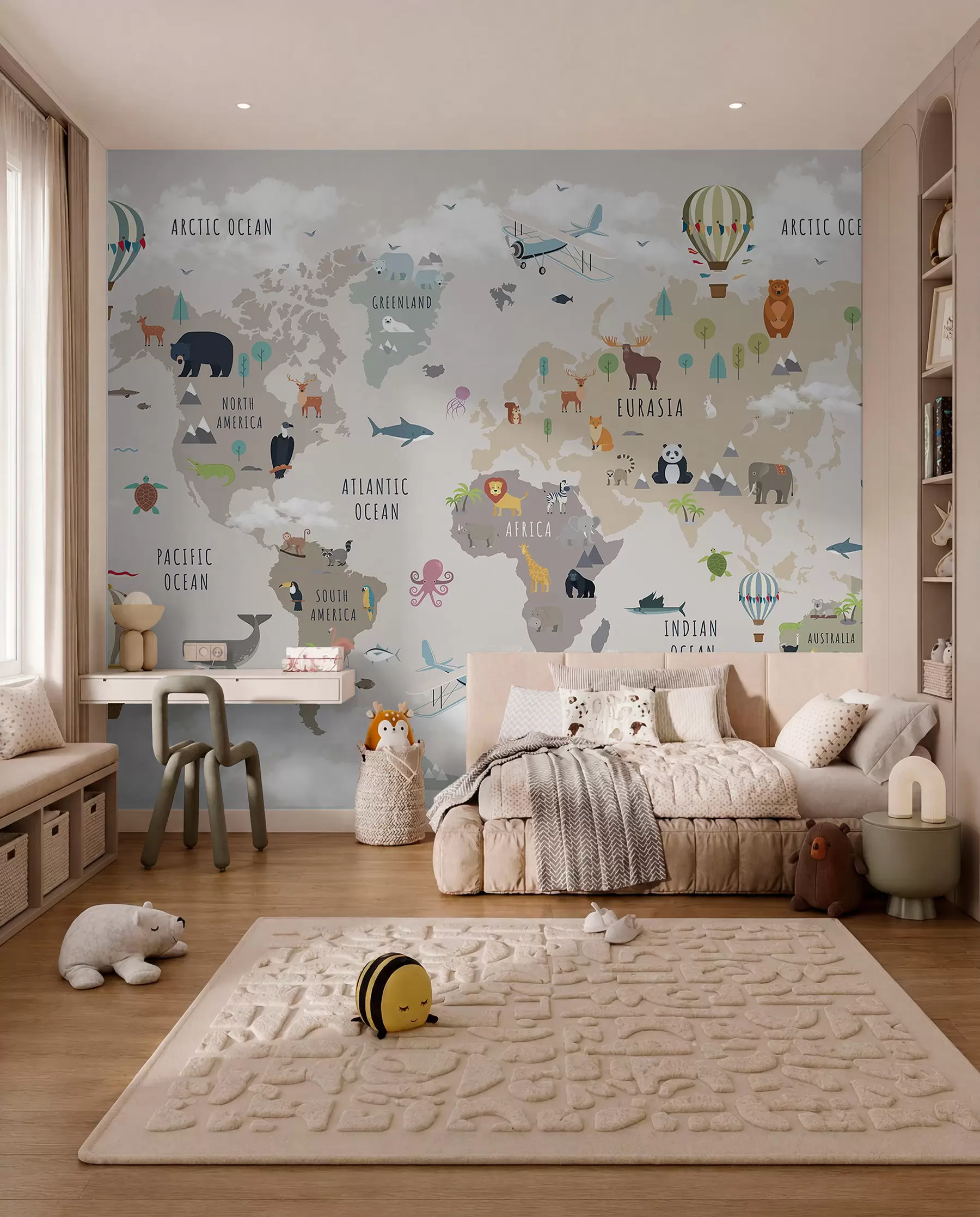 Murale Atlas animalier en anglais c00002en