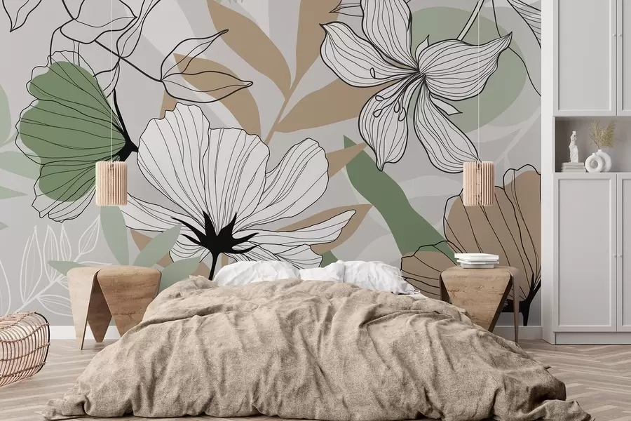 fototapeter Abstrakte planter og blomster w04898v2