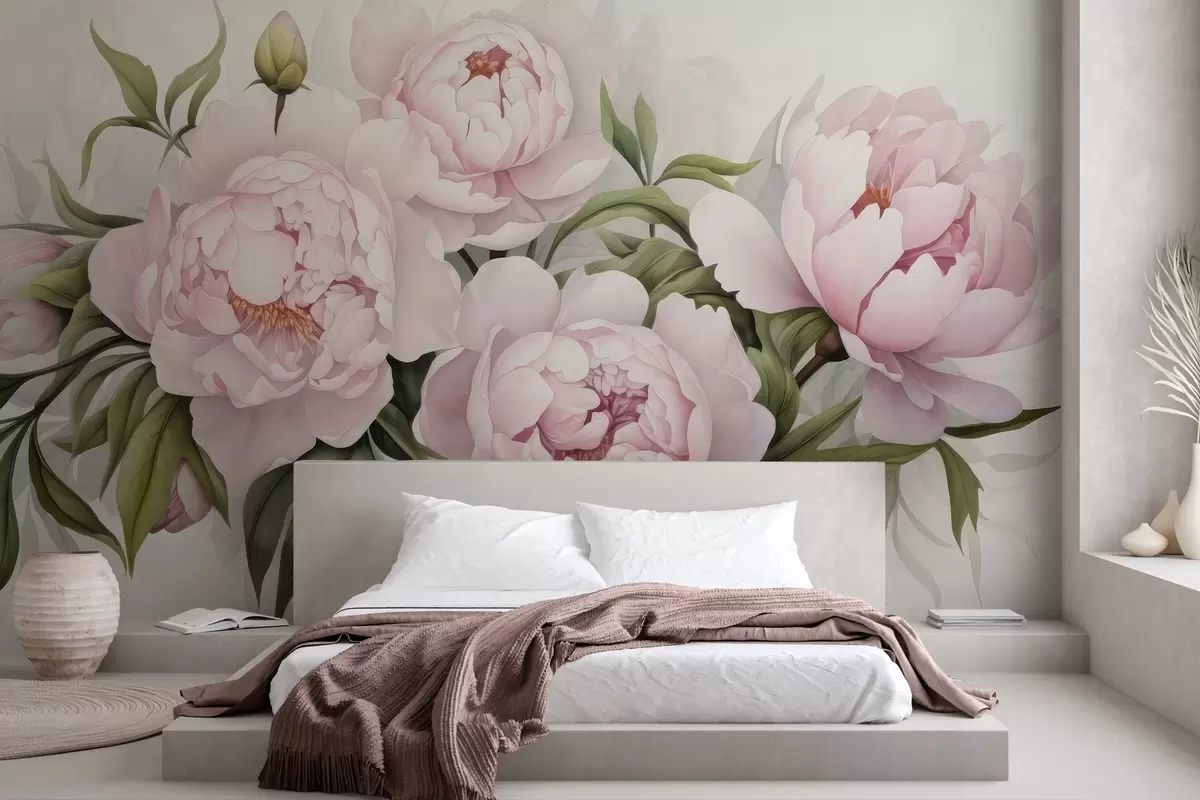 Murale Bouquet luxuriant de pivoines w04902