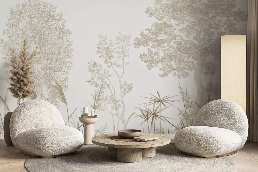 Murale Arbres et herbe w04910v1