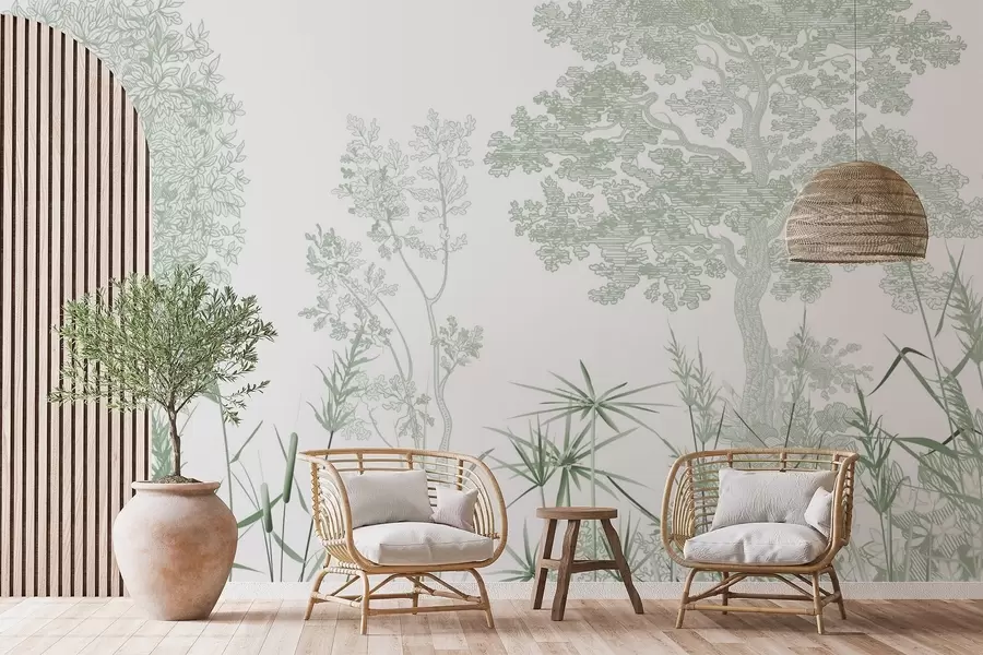 Murale Arbres et herbe w04910v2