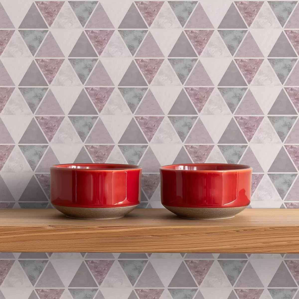 Baggrund Bløde trekanter i grå-rosa og pudrede nuancer a00918