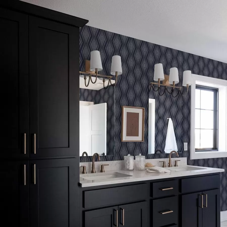 fototapeter Geometriske stråleformede diamanter på en mørkeblå baggrund a00925