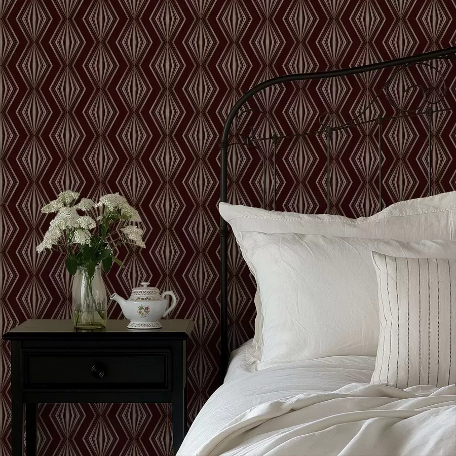 fototapeter Diamantgeometrisk mønster på vinbrun baggrund a00925v1