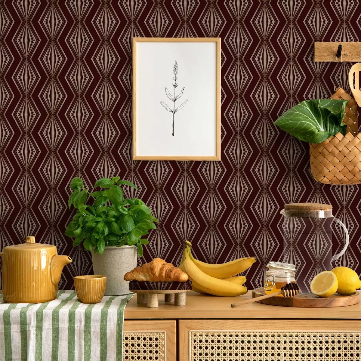 Baggrund Diamantgeometrisk mønster på vinbrun baggrund a00925v1