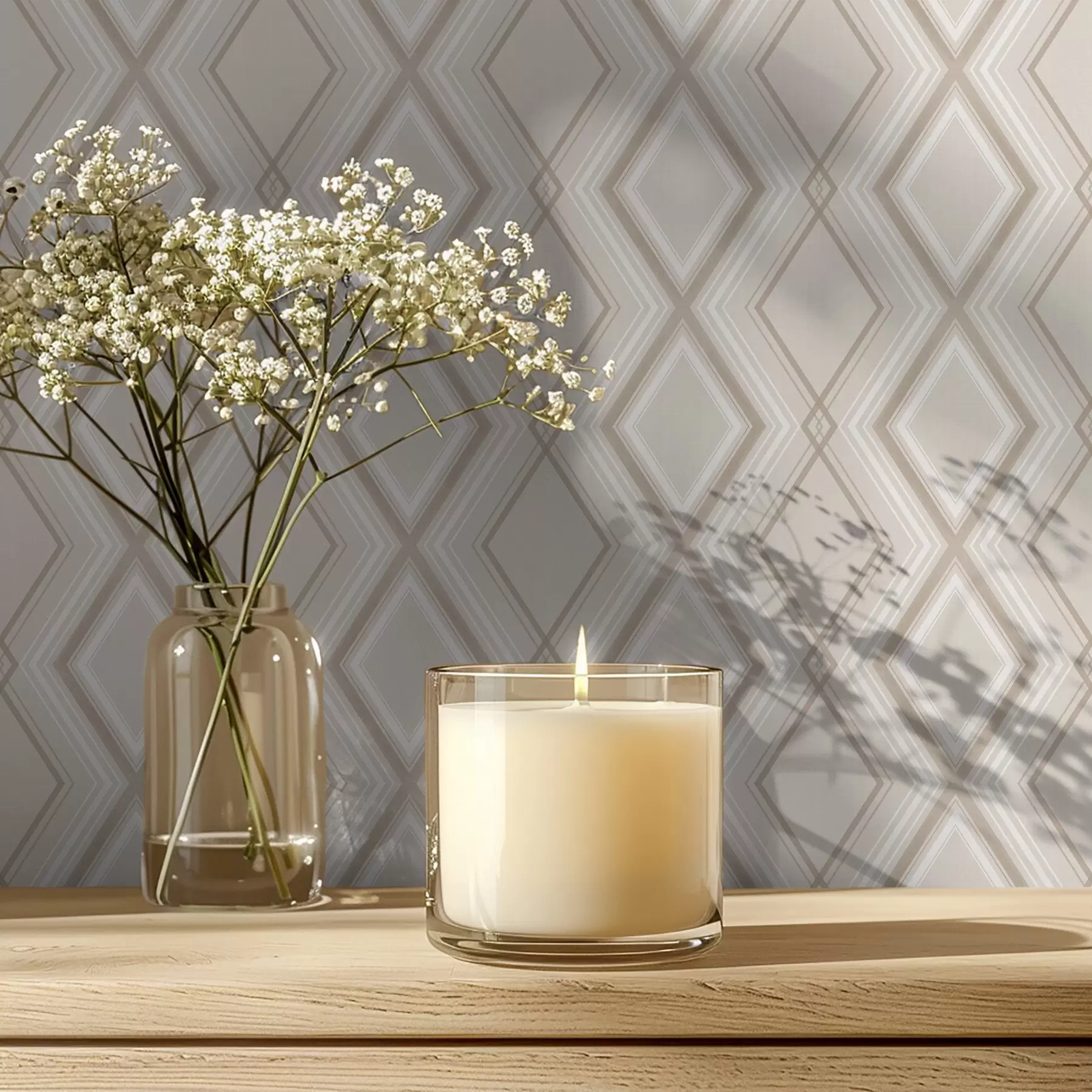 Fototapete Hellbeiger Hintergrund mit mehrschichtigem Rautenraster a00975v2