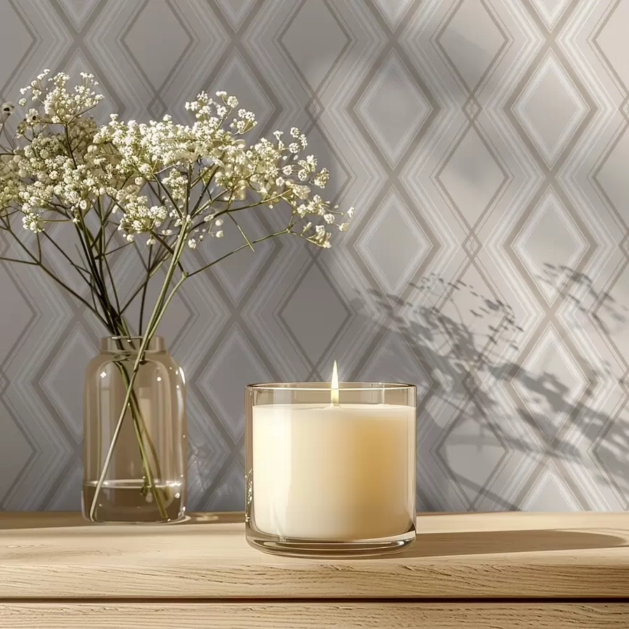 fototapeter Lys beige baggrund med et flerlags diamantgitter a00975v2