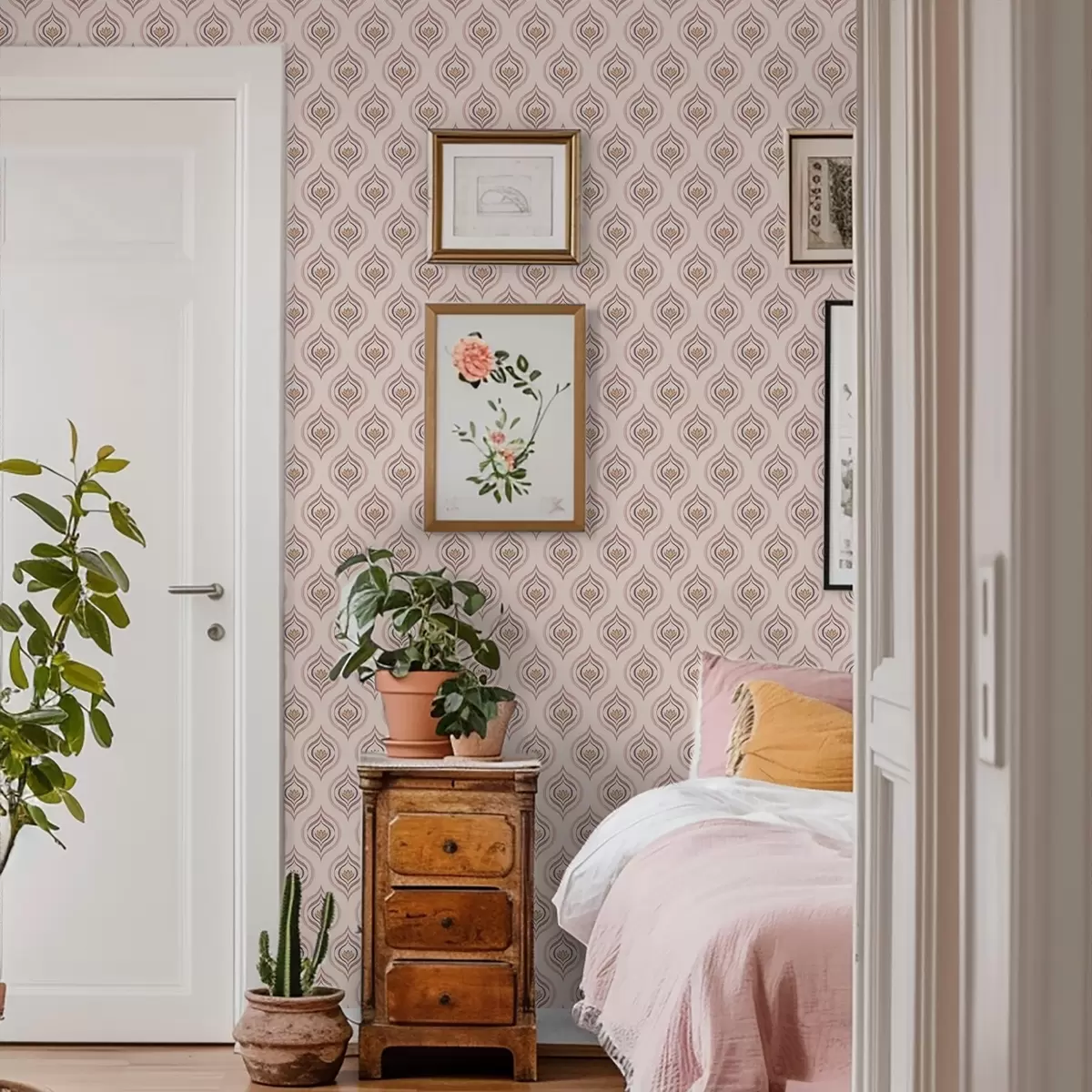 Baggrund Rytmisk dråbemotiv med en blomst på en pudderagtig baggrund a00977