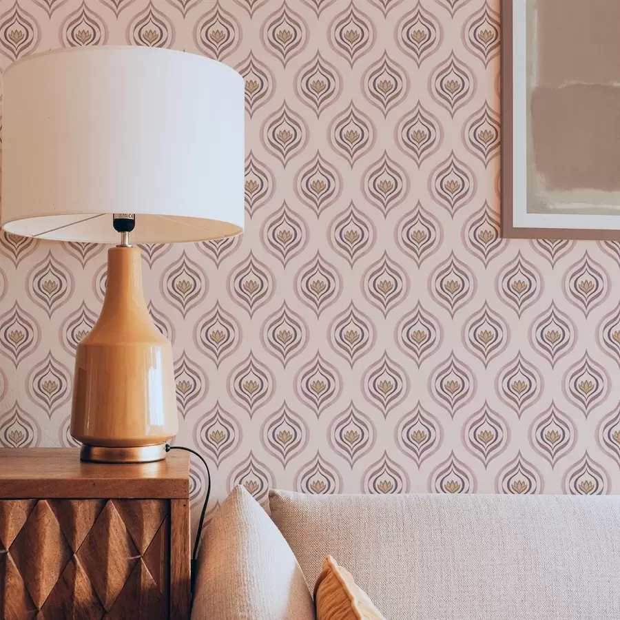 fototapeter Rytmisk dråbemotiv med en blomst på en pudderagtig baggrund a00977