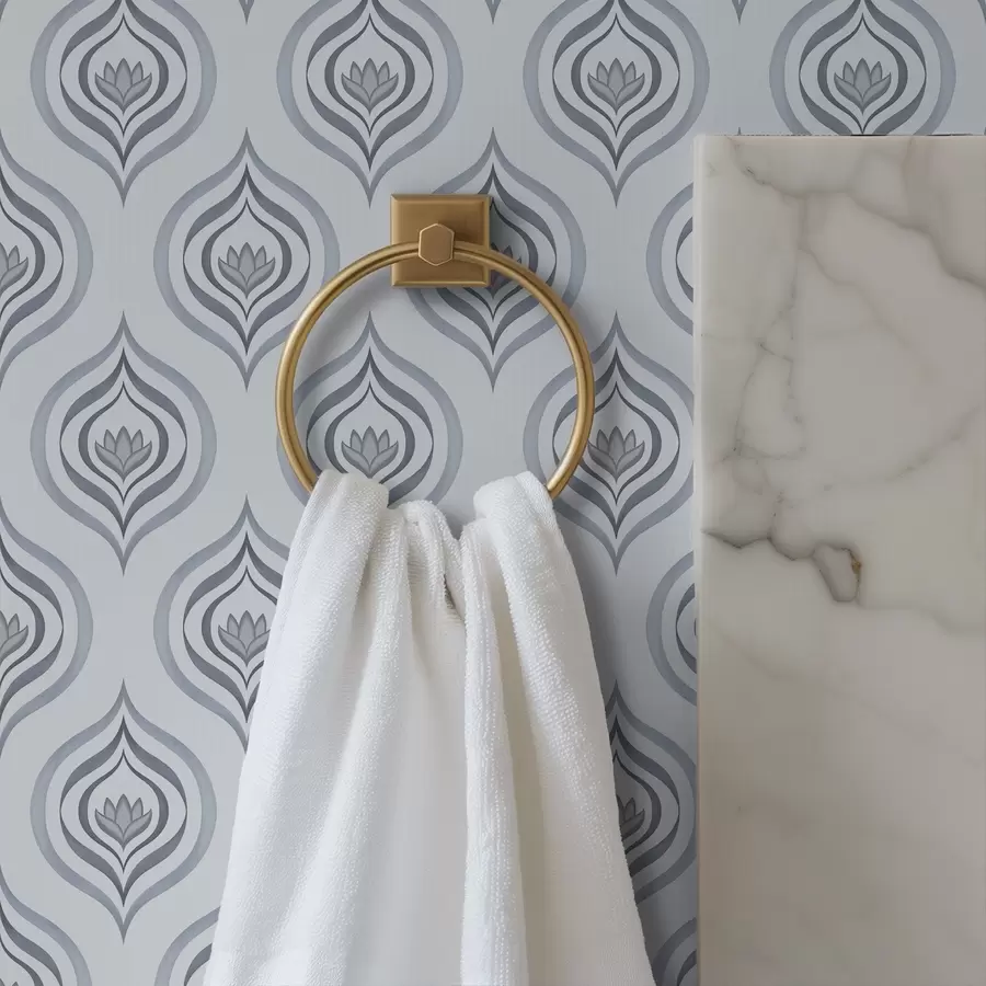 fototapeter Cool dråbemotiv med en blomst i gråblå nuancer a00977v3