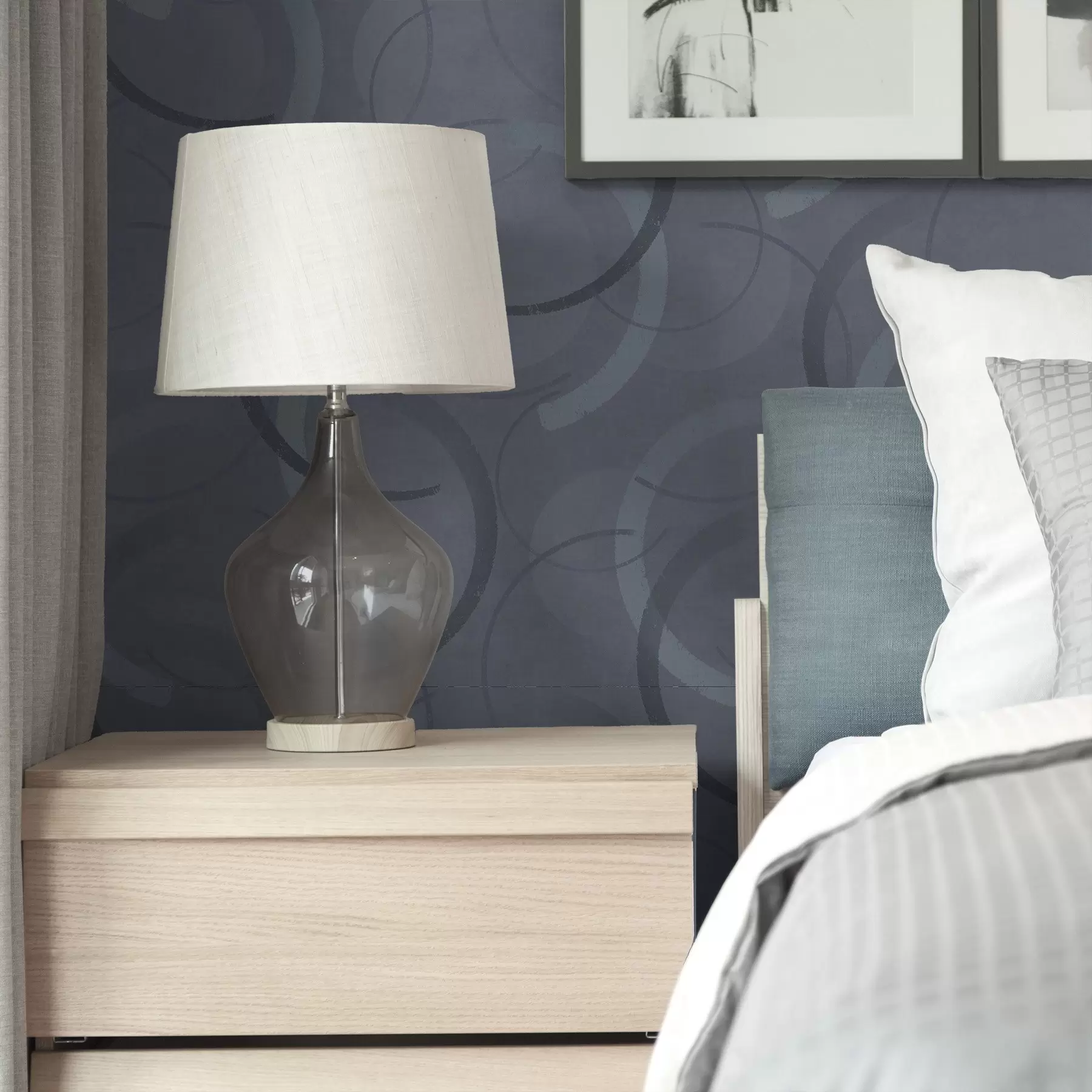 fototapeter Halvcirkler og bløde cirkler i en kølig gråblå palet a00980