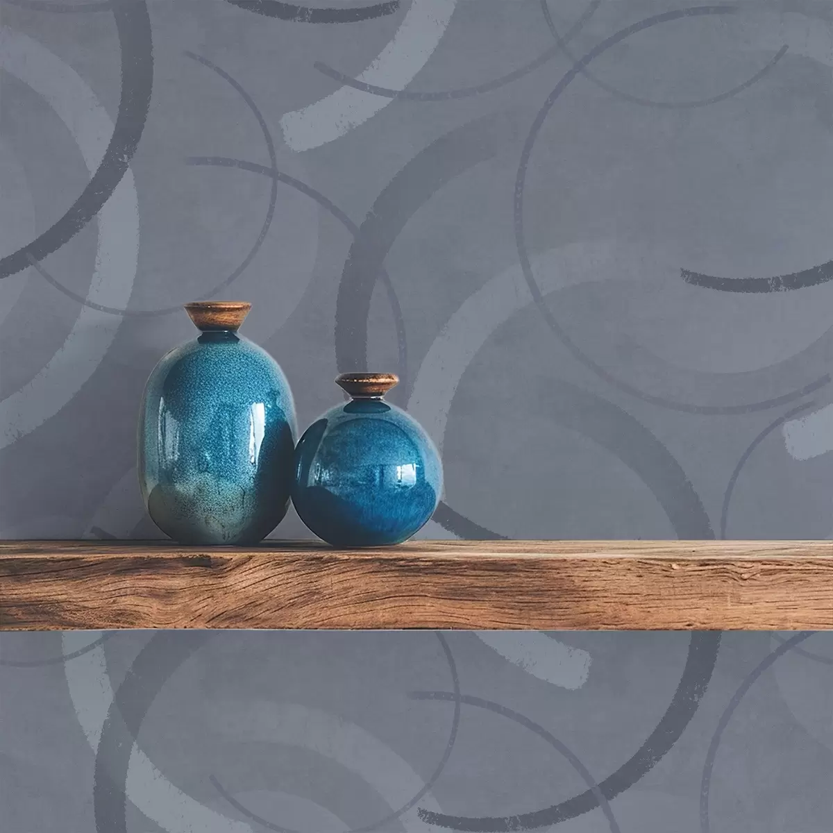 Baggrund Halvcirkler og bløde cirkler i en kølig gråblå palet a00980