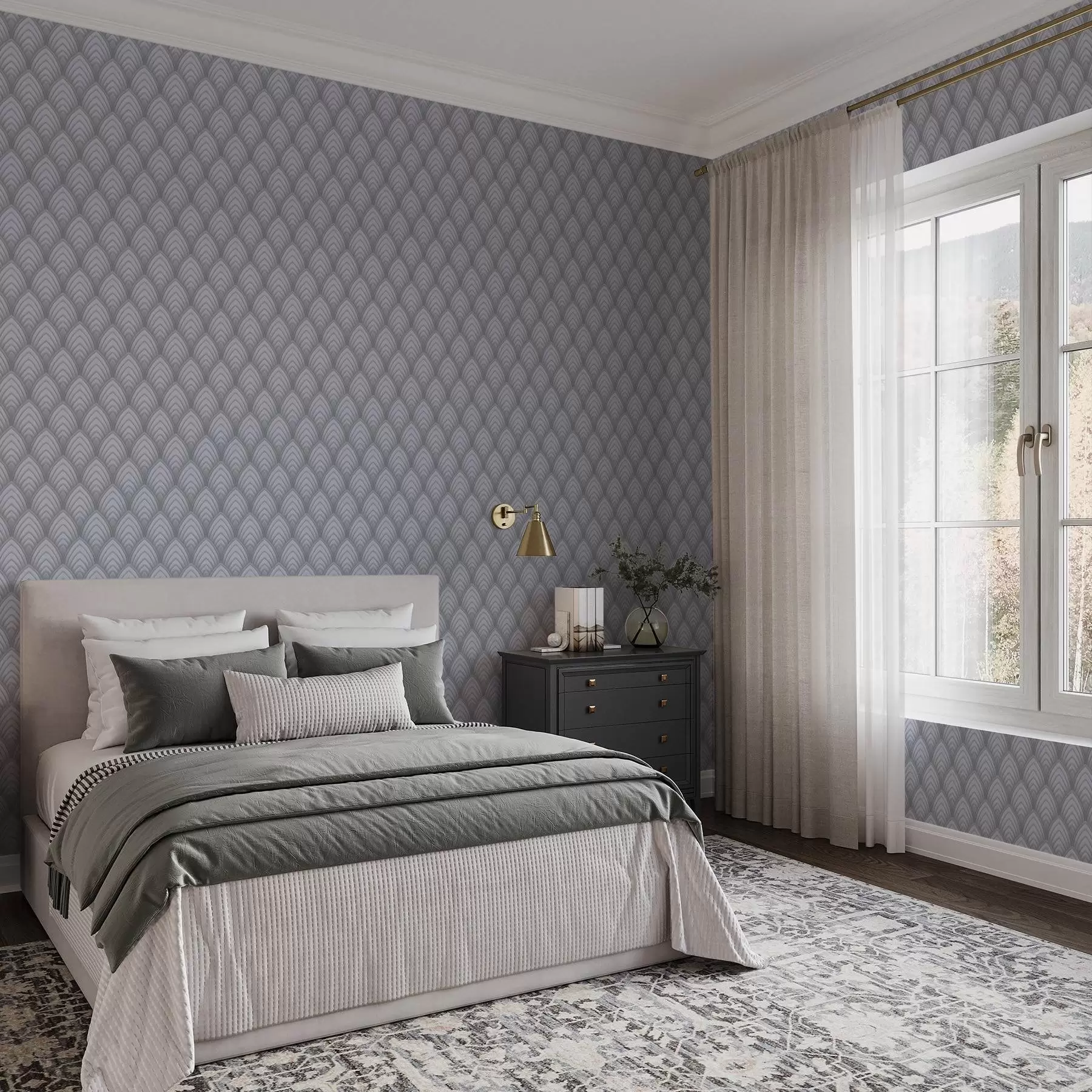 fototapeter Volumetriske gråskala-lignende buer med en blød gradient a00989