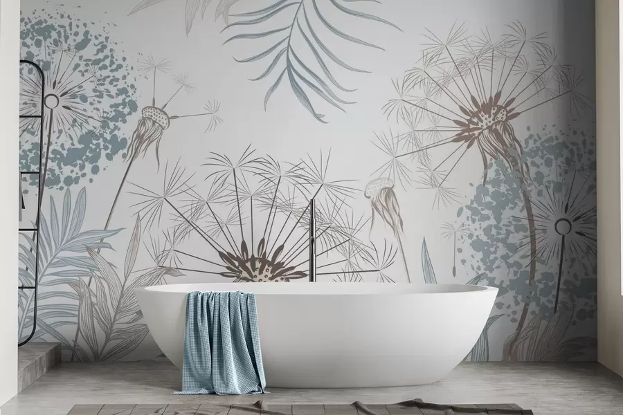 fototapeter Mælkebøtter blandt bladene w04942