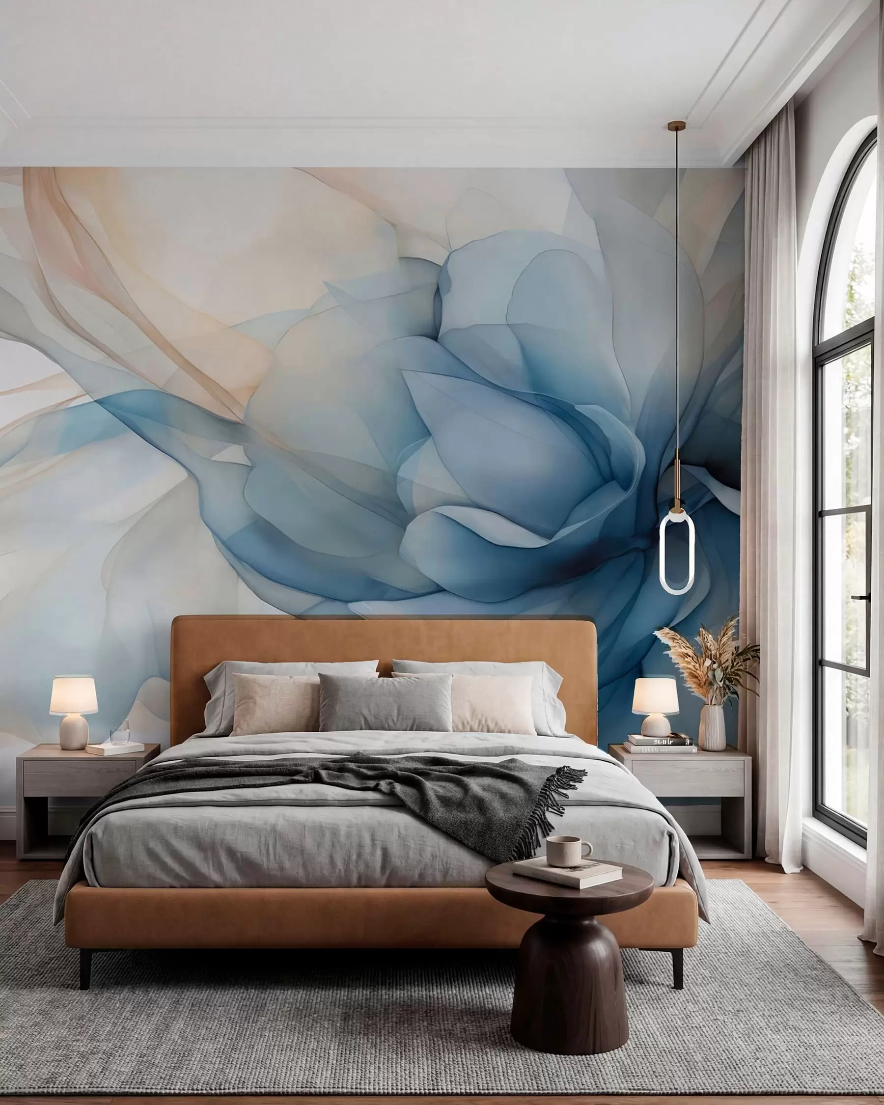 Murale Une fleur en bleu brumeux w04944