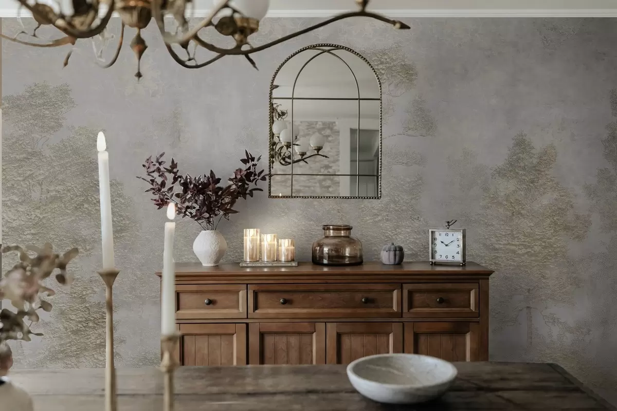 fototapeter Tåget skov med en hvid hejre og blød tekstur w04953